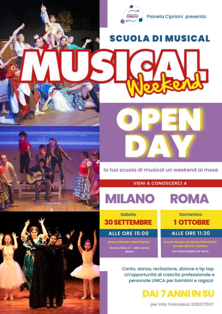 locandina Open Day Musical Weekend Milano e Roma